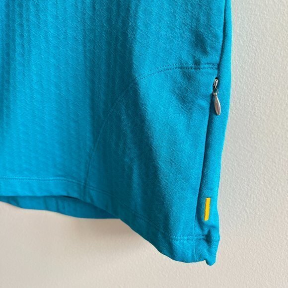 LUCY TEAL SHORT SLEEVE HALF ZIP UP‎ ATHLETIC TOP WOMENS SIZE S ZIPPED POCKETS - Picture 3 of 5